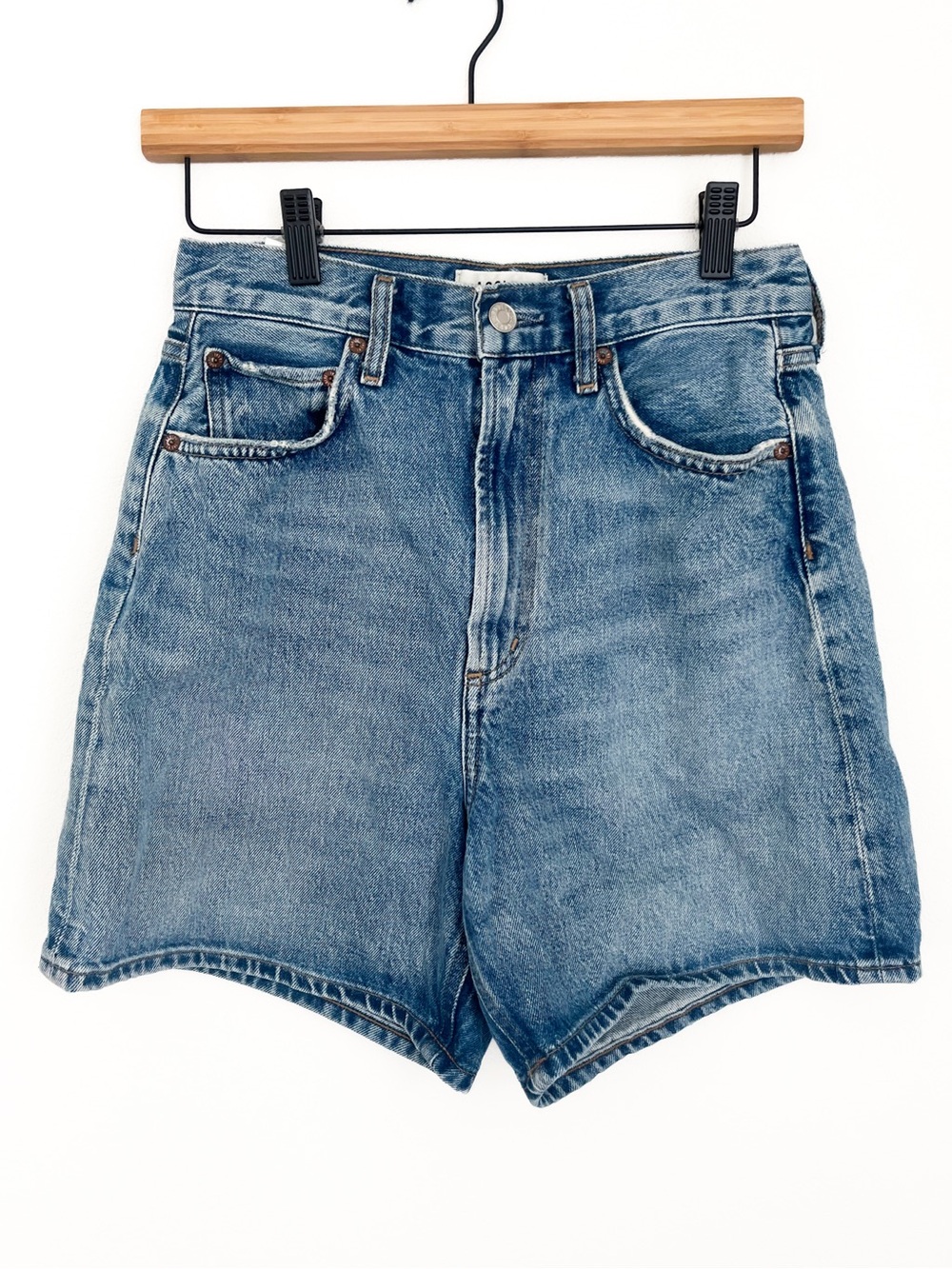 AGOLDE Stella High Rise Baggy Denim Shorts Agreement Wash 25